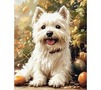 WallustrioaW 11CT Kits de Point de Croix Estampé,Chien,berger allemand souriant,Kit Canevas Complet Point de Croix,Broderie Point de Croix Adulte Debutant,40x50cm