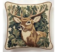 WallustrioaW animal Kit de broderie au point de croix Coussin,Élan des feuilles,Point de Croix Kit Complet Adulte DIY Ensemble de Broderie pour Adultes Point de Croix 45x45cm