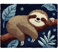 WallustrioaW animal Kit de tapis à crochet à loquet,Paresseux dormant sur une branche,Kit de fabrication de tapis pour adultes et enfants,Latch Hook Rug décoration d'intérieur,80x115cm