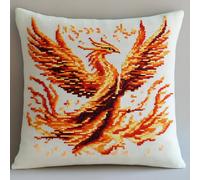 WallustrioaW Animal Oiseau 11CT Coussin Kit Point De Croix,Magnifique Phénix,Kit De Broderie D'Oreiller Pour Débutants,Décoration De Salon Et De Chambre À Coucher 45x45cm
