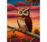 WallustrioaW Animal Oiseau Tapis Kit Crochet Debutant,Chouette sur une branche,Kits De Tapis Au Crochet Pour Adultes,Latch Hook Rug Making,Décoration D'Intérieur,80x115cm