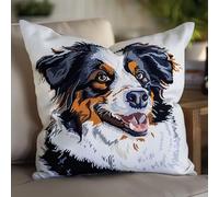 WallustrioaW chien de berger shetland 11CT Coussin Kit Point De Croix,chien,Kit De Broderie D'Oreiller Pour Débutants,Décoration De Salon Et De Chambre À Coucher 45x45cm