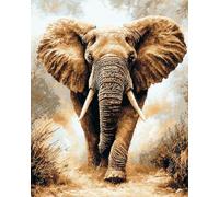 WallustrioaW Cross Stitch Kits for Adults,Animaux éléphants,11CT Counted Printed Cross Stitch,DIY Embroidery Kit for Home Wall Decor,40x50cm
