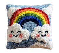 WallustrioaW Dessin animé kits de crochet de loquet pour adultes,arc-en-ciel et nuages,kits de crochet à faire soi-même pour la maison,le canapé,les taies d'oreiller,la couture,43x43cm