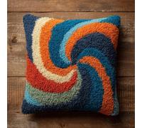 WallustrioaW Diy Crochet À La Main Kits, Kits De Coussins Avec Crochet,Vortex Du Moulin À Vent 43×43Cm Kit Tapis Point Noué À Faire Pour Débutants,Adultes,Latch Hook Canevas Coussin Point