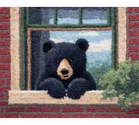 WallustrioaW DIY Latch Hook Rug Kits for Beginners Adults,Un ours brun perché sur le rebord de la fenêtre,Latch Hook Rug Kits Carpet Rug Making Crafts DIY Craft gifts,52x38cm