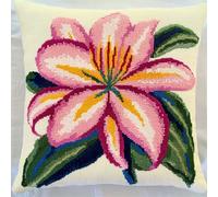 WallustrioaW fleurs Kit de broderie au point de croix estampillé,Gloire du matin colorée,coussin de broderie au point de croix DIY Ensemble de Broderie pour Adultes,45x45cm