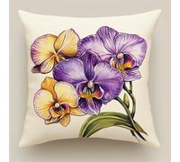 WallustrioaW fleurs Kit de coussin au point de croix,Belle orchidée,Kit de point de croix,toile de tapisserie imprimée pour une décoration créative de la maison 45x45cm