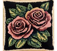 WallustrioaW fleurs Point De Croix Kit Coussin Complet Set,Roses colorées,Decoration Manuelle Broderie Kit Adulte Art Creatif Cadeau DIY Cross Stitch Embroidery,45x45cm