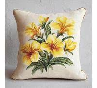 WallustrioaW fleurs point noué kit de taie d'oreiller à crochet,Gardénia jaune,Kit Coussin au Point Noué pour la Décoration D'oreillers et de Coussins,43x43cm