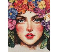 WallustrioaW Kit Broderie Point de Croix Imprimé,Demoiselle d'honneur,11CT Point de Croix Kit de Broderie DIY D'art Faites à La Main pour Adultes Débutants,40x50cm