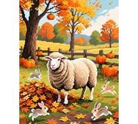 WallustrioaW Kit Complet de Broderie Point de CroixLes animaux de la ferme,Canevas Pré-Imprimé 11CT,DIY pour Débutants,Design Moderne et Créatif,40x50cm