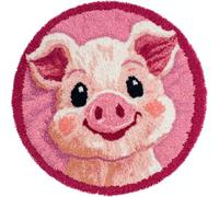 WallustrioaW Kit Complet de Crochet pour Tapis,Cochon rose mignon,DIY Broderie Kit Tapis Point Noué à Faire pour Débutants,Adultes ou Enfants,Latch Hook Canevas rug,50x50cm