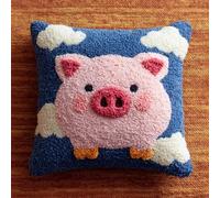 WallustrioaW Kit Crochet De Verrouillage Cochon Rose Diy Broderie Kits De Crochet Kit Point Noué Coussin, Latch Hook Canevas Coussin Point 43X43Cm