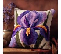 WallustrioaW Kit Crochet De Verrouillage Iris Violet Diy Broderie Kits De Crochet Kit Point Noué Coussin, Latch Hook Canevas Coussin Point 43X43Cm