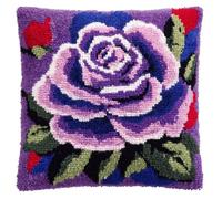 WallustrioaW Kit Crochet De Verrouillage Rose Pourpre Diy Broderie Kits De Crochet Kit Point Noué Coussin, Latch Hook Canevas Coussin Point 43X43Cm