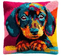 WallustrioaW Kit Crochet de Verrouillage Tapis DIY Broderie,Écureuil mignon 43x43cm Kit Tapis Point Noué à Faire pour Débutants,Adultes ou Enfants,Latch Hook Canevas Coussin