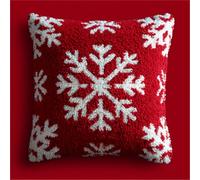 WallustrioaW Kit de almohada de gancho,copos de nieve navideños,Kit Cojin Gancho de Pestillo,de Cojines con Cierre de Pestillo,Latch Hook Pillowcase,43x43cm