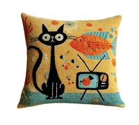 WallustrioaW Kit De Broderie Au Point De Croix Estampillé Animaux De Dessins Animés 45X45Cm Ensemble De Broderie Pour Adultes Motifs De Broderie Point De Croix Accueil Art Décoration De Canapé