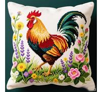 WallustrioaW Kit De Coussin À Crochet,Grosse bite dans les fleurs,Housse De Coussin À Faire Soi-Même,Toile Imprimée Artisanale Pour Débutants,Broderie,Artisanat,43x43cm