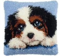 WallustrioaW Kit De Coussin Avec Crochet À Loquet Chiot Kit Coussin Au Point Noué,43×43Cm Création De Tapis Et Canvas,Kits Tapis Point Noué