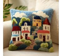WallustrioaW Kit De Coussin Avec Crochet À Loquet Paysages Ruraux Kit Coussin Au Point Noué,43×43Cm Création De Tapis Et Canvas,Kits Tapis Point Noué