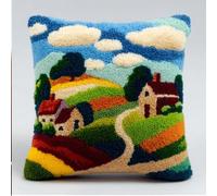 WallustrioaW Kit De Coussin Avec Crochet À Loquet,Paysages Ruraux Point Noué -Création De Tapis Et Canvas 43X43Cm