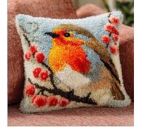 WallustrioaW Kit De Coussin Avec Crochet À Loquet,Robin Point Noué -Création De Tapis Et Canvas 43X43Cm
