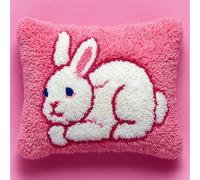 WallustrioaW Kit de crochet à loquet pour adultes et enfants,lapin mignon,Kit de Coussin avec Crochet à Loquet,Coussin au Point Noué,cadeau d'anniversaire,43x43cm