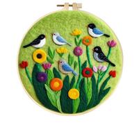WallustrioaW Kit de Feutrage de Laine,oiseau en fleurs,Kit de Broderie en Feutre de Laine,Kit de Feutrage à L'aiguille pour Débutants Adultes