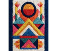 WallustrioaW Kit de tapis au crochet,Triangles géométriques colorés,Patron pré-imprimé,broderie,loisirs créatifs pour adultes,kits de point de croix à faire soi-même,60x90cm