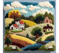WallustrioaW Kit Diy De Crochet À Laine Pour Taies D'Oreiller Paysages Ruraux Ensemble De Taies D'Oreiller Au Crochet Pour Débutants 43X43Cm