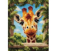 WallustrioaW Kit Tapis Point Noué à Faire pour Adultes,Girafe animale,Kits De Tapis À Crocheter Diy,Set De Fabrication De Coussin Avec Toile Imprimée,Cadeau,55x75cm
