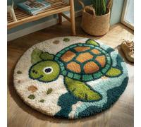 WallustrioaW Kit Tapis Point Noué à Faire pour Adultes,Tortue mignonne,Kits De Tapis À Crocheter Diy,Set De Fabrication De Coussin Avec Toile Imprimée,Cadeau,50x50cm