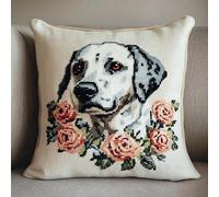 WallustrioaW Kits De Coussins Avec Crochet,Diy Crochet À La Main Kits Chien animal,Dalmatien,Kit Tapis Point Noué À Faire Pour Enfants Adultes Débutants,Artisanat Créatif,43x43cm