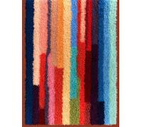 WallustrioaW Kits de crochet à loquet DIY,Rayures verticales colorées,tapis broderie kit de crochet tapisserie pour enfants et adultes,55x75cm