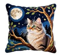 WallustrioaW kits de crochet de loquet pour adultes,Chouette sous la lune,kits de crochet à faire soi-même pour la maison,le canapé,les taies d'oreiller,la couture,43x43cm