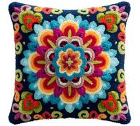 WallustrioaW Kits de crochets à loquet Coussin,Fleurs de datura rétro,Tapis à nouer soi-même Ensembles de crochets à loquet,Kit d'oreiller à crochet gifts,43x43cm