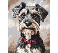 WallustrioaW Kits de Point de Croix Estampé Bricolage,Chien,berger allemand souriant,11CT Couture Gamme de Démarrage de Broderie,Kit de Couture à la Main pour Adultes,40x50cm