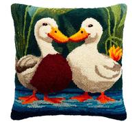 WallustrioaW Latch Hook Cushion Kits for Adults,canards sauvages,Latch Hook Pillow Case Kits Handmade Kids Parents Gift,17x17in