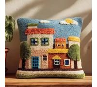 WallustrioaW Latch Hook Cushion Kits for Adults,Maison de dessin animé