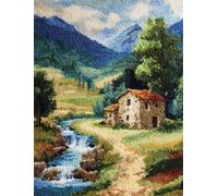 WallustrioaW Latch Hook Rug Kits,cabane dans les bois,DIY Rug Making Kits for Adults Kids Beginners Carpet Doormat Creative Gift Home Decoration,60x90cm