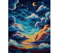 WallustrioaW Latch Hook Rug Kits,Ciel étoilé de rêve,DIY Rug Making Kits for Adults Kids Beginners Carpet Doormat Creative Gift Home Decoration,90x120cm