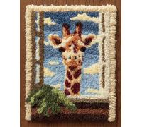 WallustrioaW Latch Hook Rug Kits,Girafe animale,DIY Rug Making Kits for Adults Kids Beginners Carpet Doormat Creative Gift Home Decoration,60x90cm
