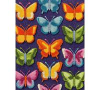 WallustrioaW Latch Hook Rug Kits,Papillon coloré,DIY Rug Making Kits for Adults Kids Beginners Carpet Doormat Creative Gift Home Decoration,90x120cm