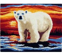 WallustrioaW Latch Hook Rug Kits,Paysage de coucher de soleil,animal ours blanc,DIY Rug Making Kits for Adults Kids Beginners Carpet Doormat Creative Gift Home Decoration,90x120cm