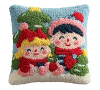 WallustrioaW Noël Kit de Coussin avec Crochet à Loquet,enfants de dessins animés,Kits de Crochet pour Enfants Adultes Débutants,Coussin au Point Noué,Housse de coussin à broder,43x43cm