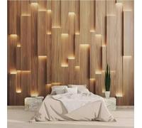 WallustrioaW Papel Pintado 3D Personnalisé Éclairage À Effet Bois Papier Peint Mural Photo,Sans Couture,Facile À Installer,Décoration Maison Pour Propriétaires Français-208X146Cm