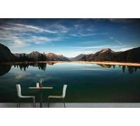 WallustrioaW Papel Pintado 3D Personnalisé Paysage Du Lac Sky Mountain Papier Peint Mural Photo,Sans Couture,Facile À Installer,Décoration Maison Pour Propriétaires Français-100X100Cm