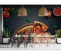 WallustrioaW Papel Pintado 3D Personnalisé Restaurant Pizza Food Papier Peint Mural Photo,Sans Couture,Facile À Installer,Décoration Maison Pour Propriétaires Français-416X254Cm